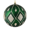 Vickerman N188224D 6" Emerald Matte Ball With Glitter Diamond Pattern