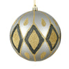 Vickerman N188225D 6" Limestone Matte Ball With Glitter Diamond Pattern