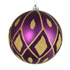 Vickerman N188226D 6" Plum Matte Ball With Glitter Diamond Pattern