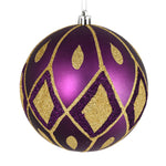 Vickerman N188226D 6" Plum Matte Ball With Glitter Diamond Pattern