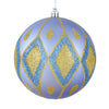Vickerman N188029D 4" Periwinkle Matte Ball With Glitter Diamond Pattern