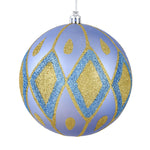 Vickerman N188229D 6" Periwinkle Matte Ball With Glitter Diamond Pattern