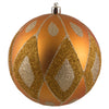 Vickerman N188130D 4.75" Antique Gold Matte Ball With Glitter Diamond Pattern