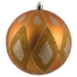 Vickerman N188130D 4.75" Antique Gold Matte Ball With Glitter Diamond Pattern