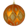 Vickerman N188030D 4" Antique Gold Matte Ball With Glitter Diamond Pattern