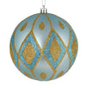 Vickerman N188232D 6" Baby Blue Matte Ball With Glitter Diamond Pattern