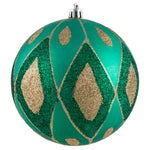 Vickerman N188144D 4.75" Seafoam Green Matte Ball With Glitter Diamond Pattern