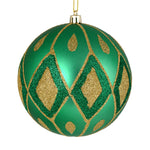 Vickerman N188044D 4" Seafoam Green Matte Ball With Glitter Diamond Pattern