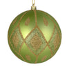 Vickerman N188054D 4" Celadon Matte Ball With Glitter Diamond Pattern