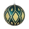 Vickerman N188262D 6" Sea Blue Matte Ball With Glitter Diamond Pattern