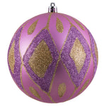 Vickerman N188169D 4.75" Orchid Matte Ball With Glitter Diamond Pattern