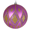 Vickerman N188069D 4" Orchid Matte Ball With Glitter Diamond Pattern