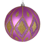 Vickerman N188069D 4" Orchid Matte Ball With Glitter Diamond Pattern