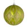 Vickerman N188273D 6" Lime Matte Ball With Glitter Diamond Pattern