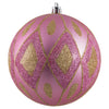 Vickerman N188179D 4.75" Pink Matte Ball With Glitter Diamond Pattern