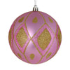 Vickerman N188279D 6" Pink Matte Ball With Glitter Diamond Pattern