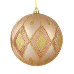 Vickerman N188280D 6" Cafe Latte Matte Ball With Glitter Diamond Pattern