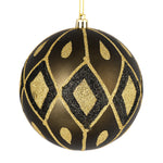 Vickerman N188084D 4" Gunmetal Matte Ball With Glitter Diamond Pattern