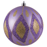 Vickerman N188186D 4.75" Lavender Matte Ball With Glitter Diamond Pattern