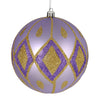 Vickerman N188086D 4" Lavender Matte Ball With Glitter Diamond Pattern
