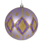 Vickerman N188286D 6" Lavender Matte Ball With Glitter Diamond Pattern