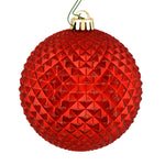 Vickerman N188703D 6" Red Durian Glitter Ball Ornament 4 Per Bag
