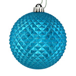 Vickerman N188712D 6" Turquoise Durian Glitter Ball Ornament 4 Per Bag