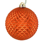 Vickerman N188718D 6" Burnished Orange Durian Glitter Ball Ornament 4 Per Bag
