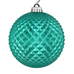 Vickerman N188542D 4" Teal Durian Glitter Ball Ornament 6 Per Bag