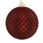 Vickerman N188565D 4" Burgundy Durian Glitter Ball Ornament 6 Per Bag