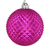 Vickerman N188770D 6" Fuchsia Durian Glitter Ball Ornament 4 Per Bag
