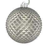 Vickerman N188587D 4" Pewter Durian Glitter Ball Ornament 6 Per Bag