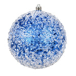 Vickerman N190102D 4" Blue Glitter Hail Ball Ornament 6 Per Bag