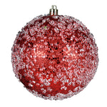 Vickerman N190203D 4.75" Red Glitter Hail Ball Ornament 4 Per Bag