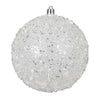 Vickerman N190411D 8" White Glitter Hail Ball Ornament