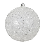Vickerman N190411D 8" White Glitter Hail Ball Ornament