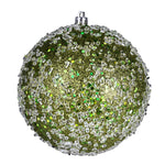 Vickerman N190214D 4.75" Olive Glitter Hail Ball Drilled Wired 4/Bag