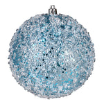 Vickerman N190132D 4" Baby Blue Glitter Hail Ball Ornament 6 Per Bag