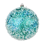 Vickerman N190342D 6" Teal Glitter Hail Ball Ornament 4 Per Bag