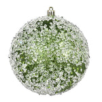 Vickerman N190364D 6" Moss Green Glitter Hail Ball. 4 Per Pack.