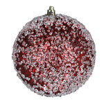 Vickerman N190265D 4.75" Burgundy Glitter Hail Ball Ornament 4 Per Bag