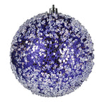 Vickerman N190666D 12" Purple Glitter Hail Ball. This Ornament Is Made With Plastic To Reduce Breakage.