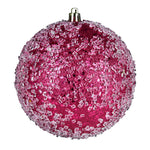 Vickerman N190670D 12" Fuchsia Glitter Hail Ball Ornament