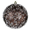 Vickerman N190175D 4" Chocolate Glitter Hail Ball Drilled Wired 6/Bag