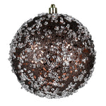 Vickerman N190175D 4" Chocolate Glitter Hail Ball Drilled Wired 6/Bag