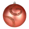 Vickerman N191671D 4" Coral Matte Sequin Swirl Ornament 6 Per Bag