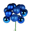 Vickerman N192502 12" Blue Ball Ornament Christmas Pick 4 Per Set