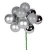 Vickerman N192507 12" Silver Ball Ornament Christmas Pick 4 Per Set