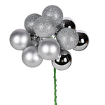 Vickerman N192507 12" Silver Ball Ornament Christmas Pick 4 Per Set