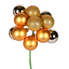 Vickerman N192508 12" Gold Ball Ornament Christmas Pick 4 Per Set